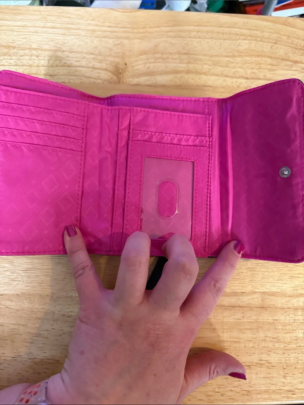 Vera Bradley Black Quilted Wallet with Pink Flamingo Print - Picture 3 of 3